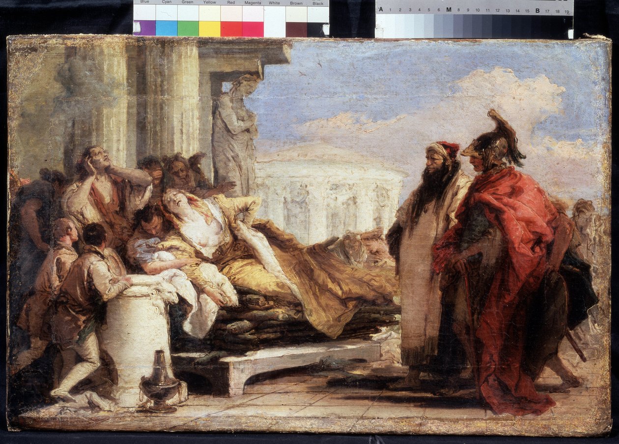 وفاة ديدو (وفاة ديدو). رسم جيامباتيستا تيبولو (1696-1770). زيت على قماش ، ٤٠ × ٦٣ سم بواسطة جيوفاني باتيستا تيبولو