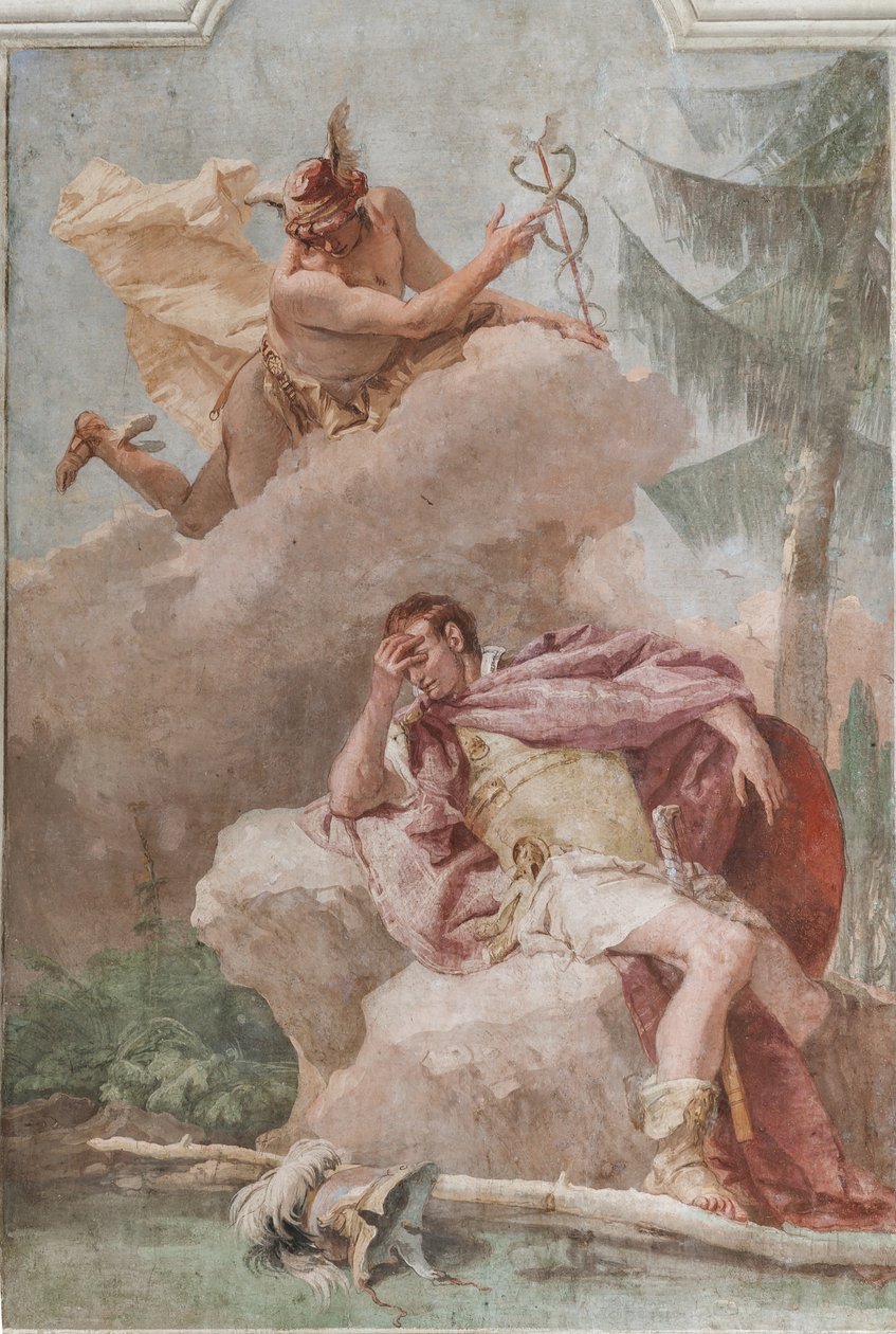 Palazzina (مبنى صغير) ، الغرفة الثالثة أو غرفة Aeneid: "Aeneas يحلم بعطارد الذي يأمره بالمغادرة" بواسطة جيوفاني باتيستا تيبولو
