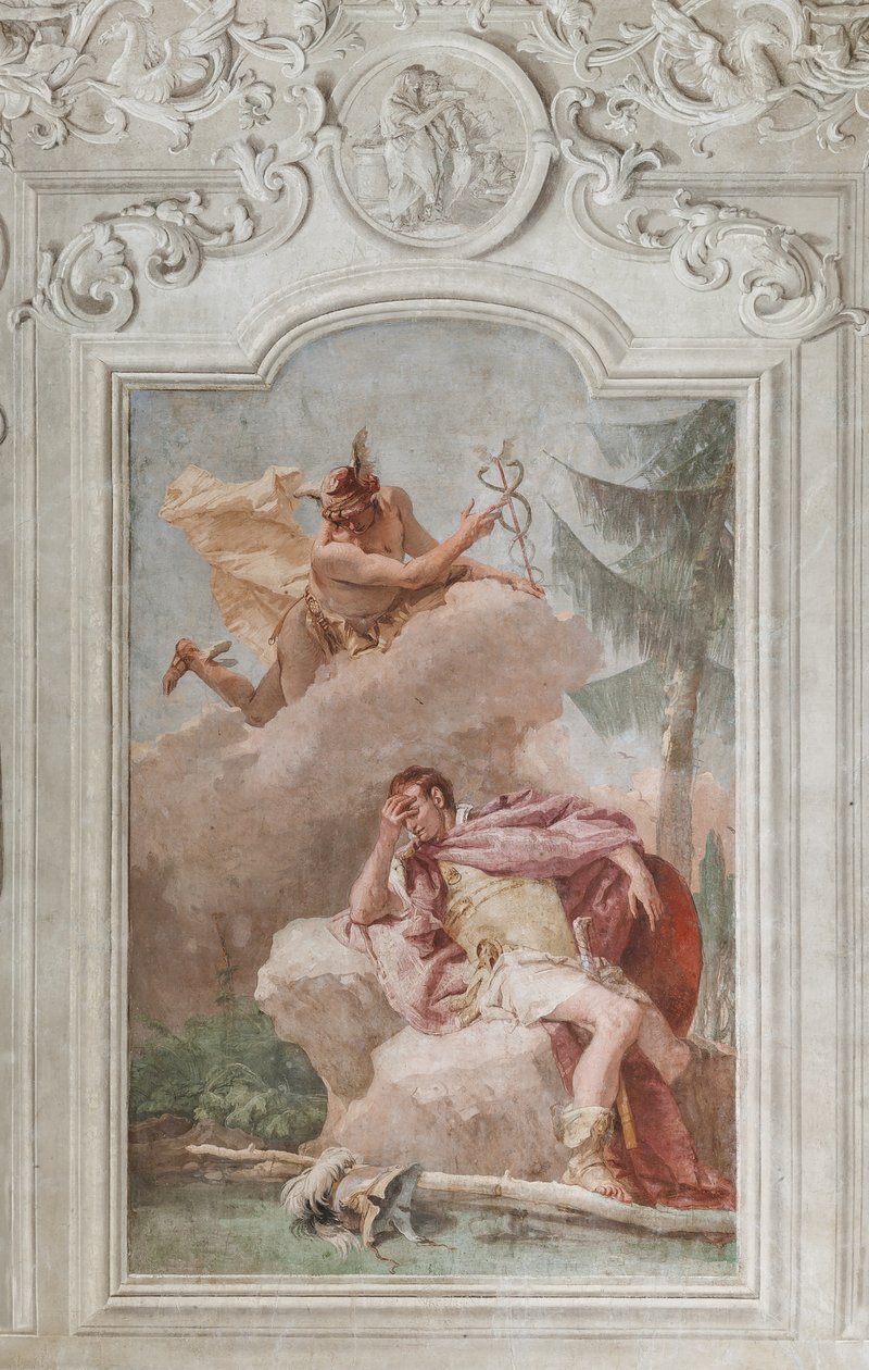 Palazzina (مبنى صغير) ، الغرفة الثالثة أو غرفة Aeneid: "Aeneas يحلم بعطارد الذي يأمره بالمغادرة" بواسطة جيوفاني باتيستا تيبولو