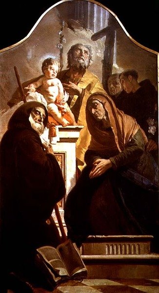 القديس يوسف مع المسيح الطفل والقديسين حوالي 1730 - 35 (زيت على قماش) بواسطة جيوفاني باتيستا تيبولو
