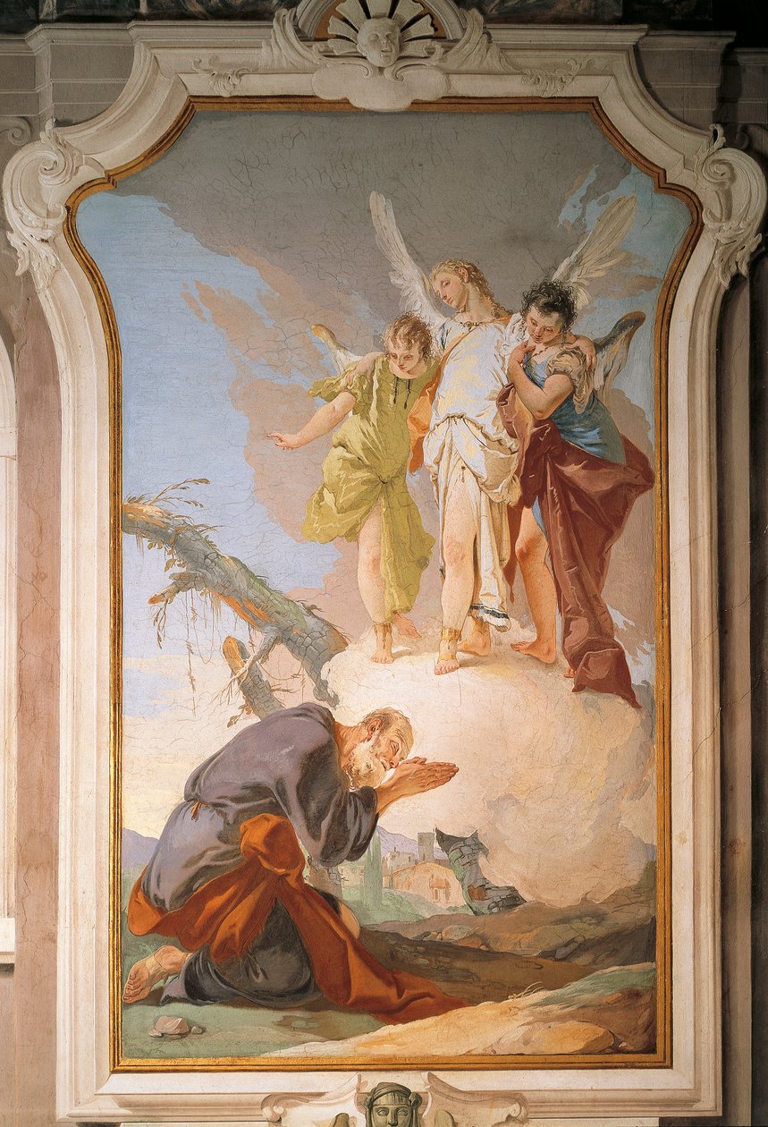 Abraham and angels, by Giovanni Battista Tiepolo (1696-1770), fresco, Patriarchal Palace, Guest Hall, Udine بواسطة جيوفاني باتيستا تيبولو