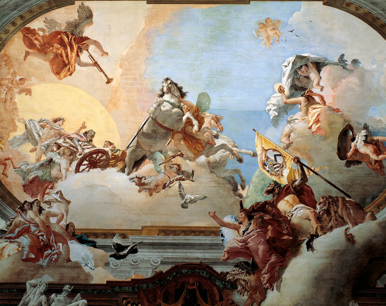 Allegory created for the marriage of Lodovico Rezzonico and the noble Venetian Faustina Savorgnan in 1758, by Giambattista Tiepolo (1696-1770), fresco, Ca 