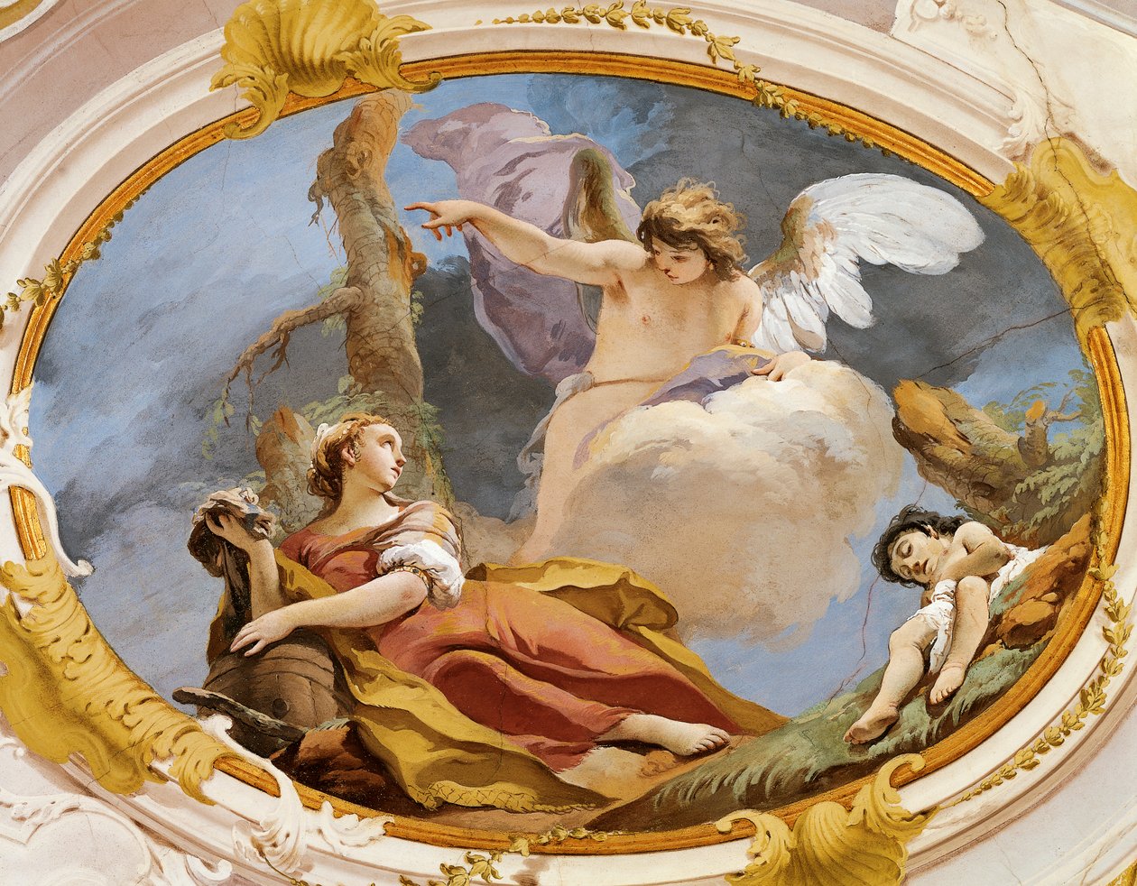 Angel comforts Hagar in wilderness by Giovanni Battista Tiepolo (1696-1770), fresco, Patriarchal Palace, Guest Hall, Udine بواسطة جيوفاني باتيستا تيبولو