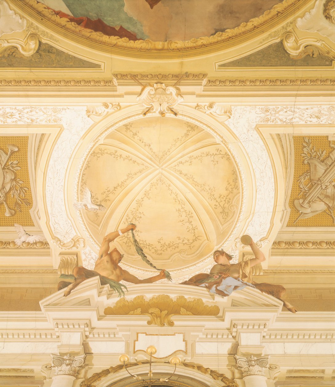 Detail of frescoes on ceiling of ballroom, Villa Pisani, Stra, Venice by Giambattista Tiepolo (1696-1770) بواسطة جيوفاني باتيستا تيبولو