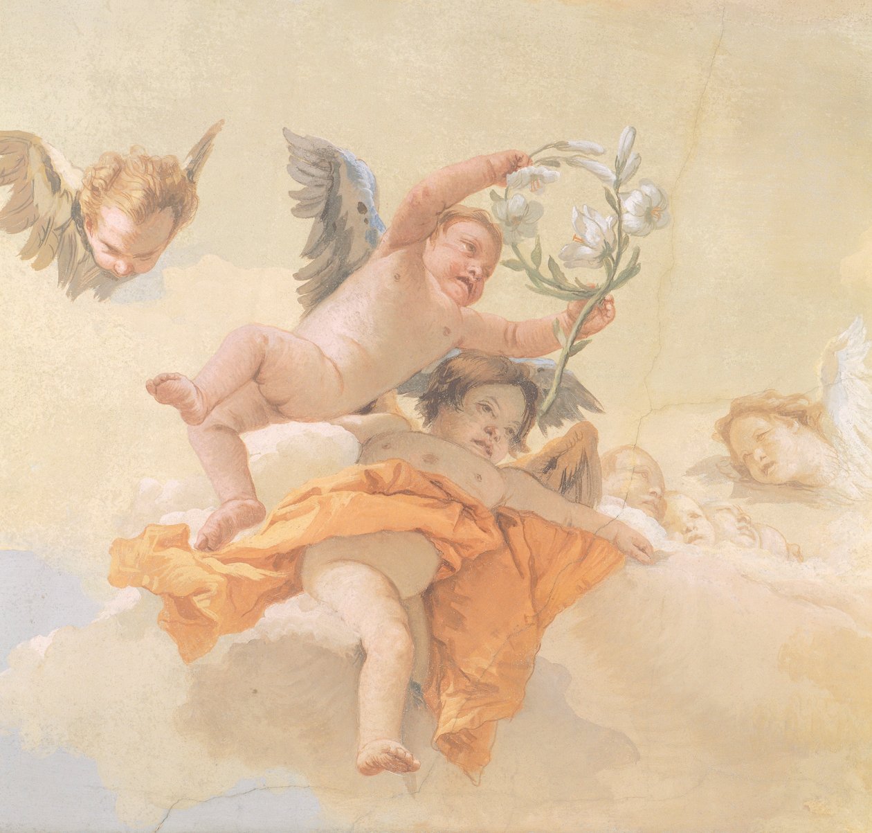Glory of Angels, by Giovanni Battista Tiepolo (1696-1770), fresco, Detail, Oratory of Purity, Udine بواسطة جيوفاني باتيستا تيبولو