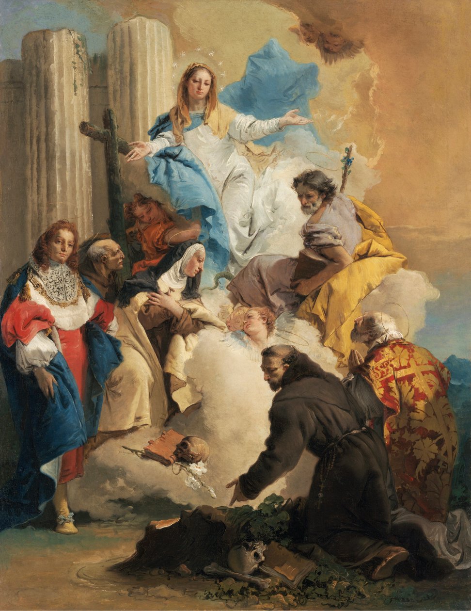 ستة قديسين La Vierge avec - العذراء مع ستة قديسين ، بقلم تيبولو ، جيامباتيستا (1696-1770). زيت على قماش ، ج. 1750. الأبعاد: 72.8x56 سم. متحف Szepmuveszeti ، بودابست بواسطة جيوفاني باتيستا تيبولو