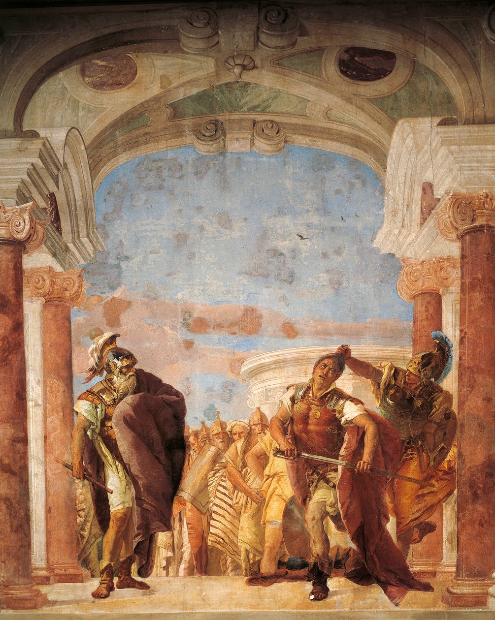 Minerva تمنع Achilles من قتل Agamemnon ، بقلم Giambattista Tiepolo (1696-1770) ، لوحة جدارية ، The Iliad Room ، Villa Valmarana 