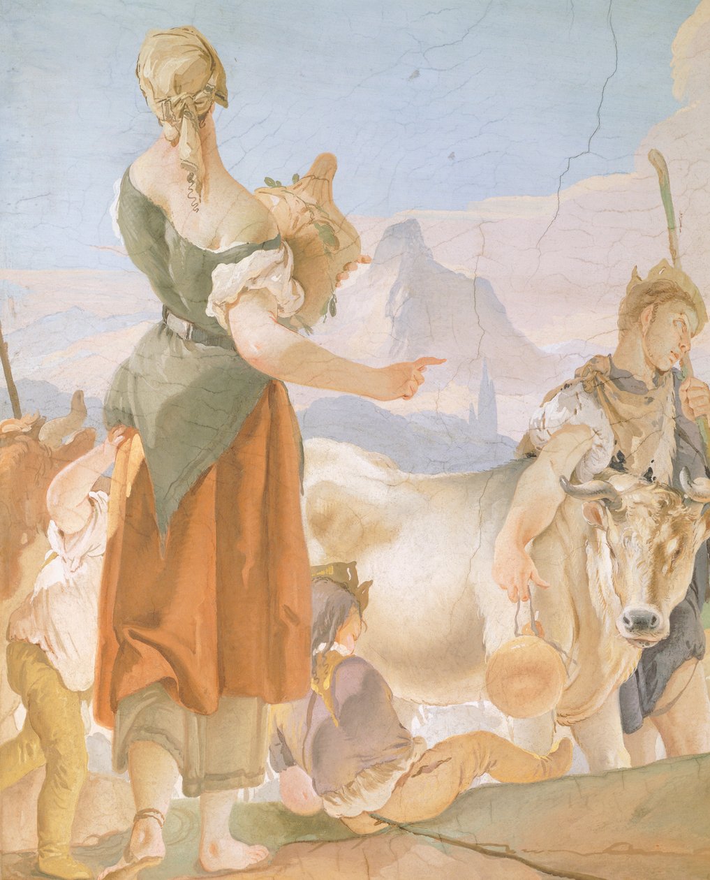 Rachel hiding idols, by Giambattista Tiepolo (1696-1770), fresco, Detail, Archbishop