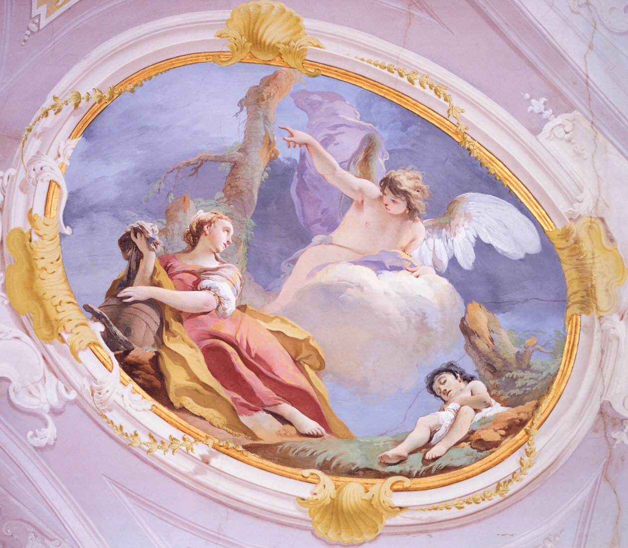 The angel comforts Hagar in wilderness, by Giovanni Battista Tiepolo (1696-1770), fresco, Patriarchal Palace, Guest Hall, Udine بواسطة جيوفاني باتيستا تيبولو