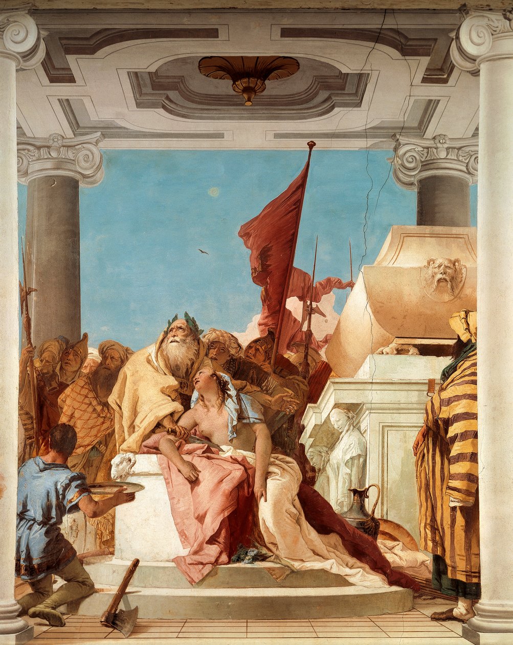 The sacrifice of Iphigenia, by Giambattista Tiepolo (1696-1770), fresco, detail, Hall of Iphigenia, Villa Valmarana 