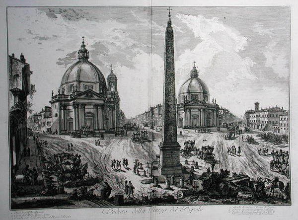 بيازا ديل بوبولو ، من "Le Antichita Romane de GB Piranesi (1756)" ، نُشر في باريس بواسطة جيوفاني باتيستا (بعد) بيرانيزي