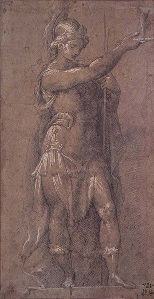 منيرفا ، c.1605-09 (طباشير أسود مع أبيض على ورق) بواسطة جيوفاني باتيستا 1567 1633 كريسبي