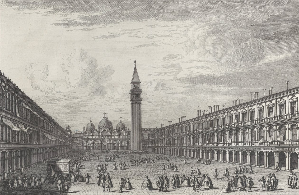 ساحة سان ماركو تتجه نحو البازيليكا و Campanile ، 1763. ، 1763. بواسطة جيوفاني باتيستا بروستولوني