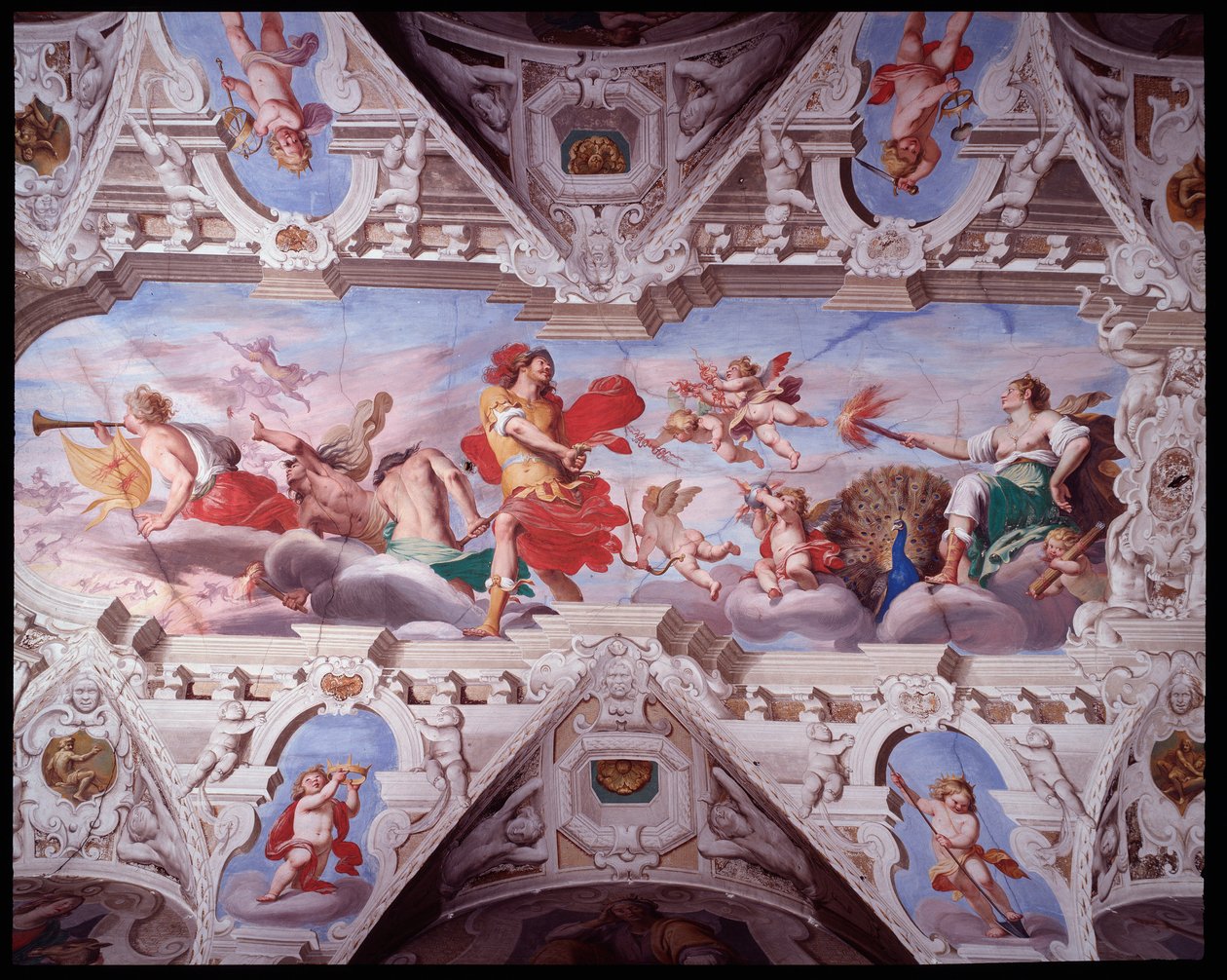 جونو يطلق العنان للمريخ و Erinyes (Fresco بواسطة جيوفاني باتيستا كارلون