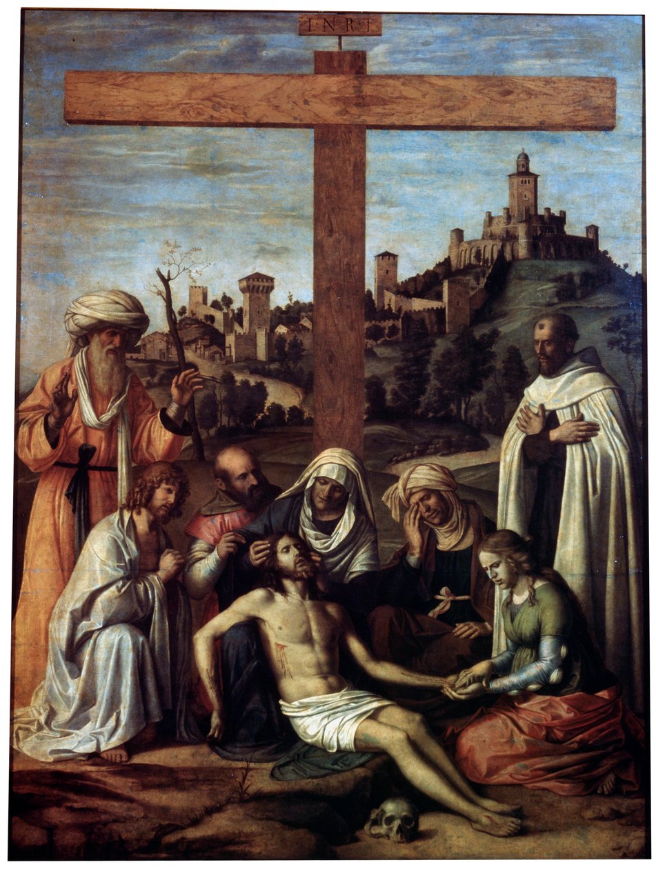 الرثاء على المسيح مع راهب كرميلي ، c1510. بواسطة جيوفاني باتيستا سيما دا كونجليانو