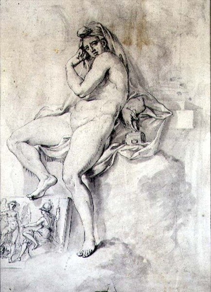 تجسيد النحت الأنثوي ، حوالي 1770 (قلم وحبر على ورق) بواسطة جيوفاني باتيستا سيبرياني