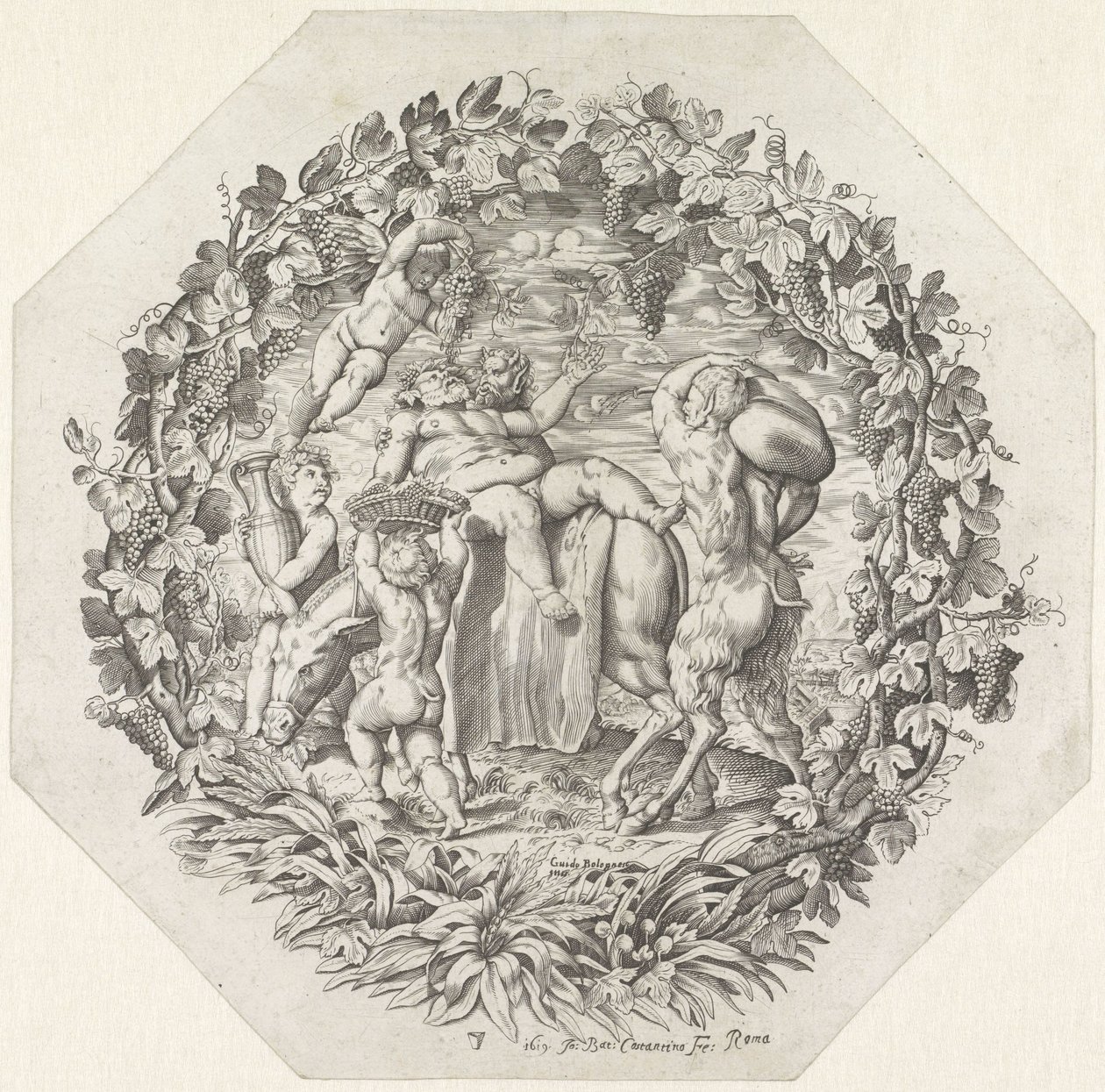 التقى Bacchanal مع Silenus المخمور بواسطة جيوفاني باتيستا كوستانتيني