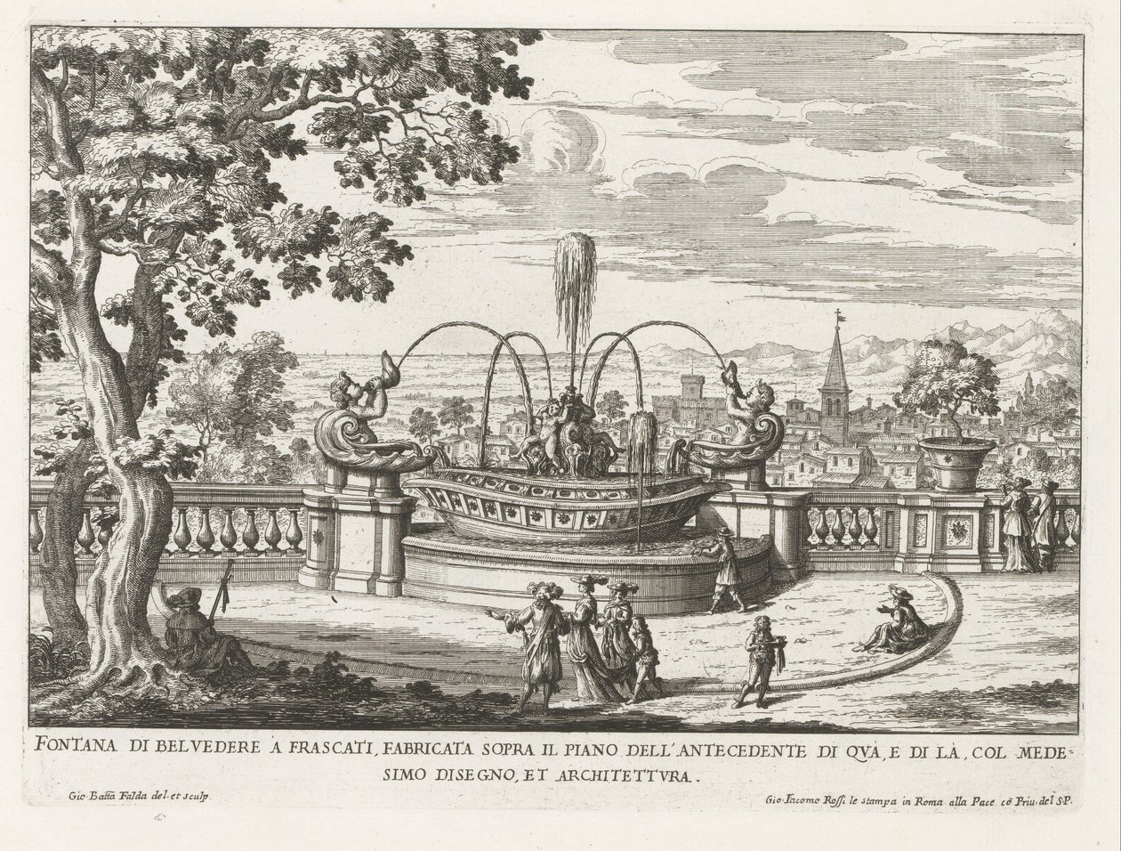 Fontein in de tuinen van de Villa Aldobrandini te Frascati نافورة بلفيدير في فراسكاتي ، مبنية فوق الأرضية السابقة هنا (...) (العنوان على الكائن) نوافير فيلات فراسكاتي (عنوان السلسلة) فونتينين فان فراسكاتي (عنوان المسلسل) بواسطة جيوفاني باتيستا فالدا