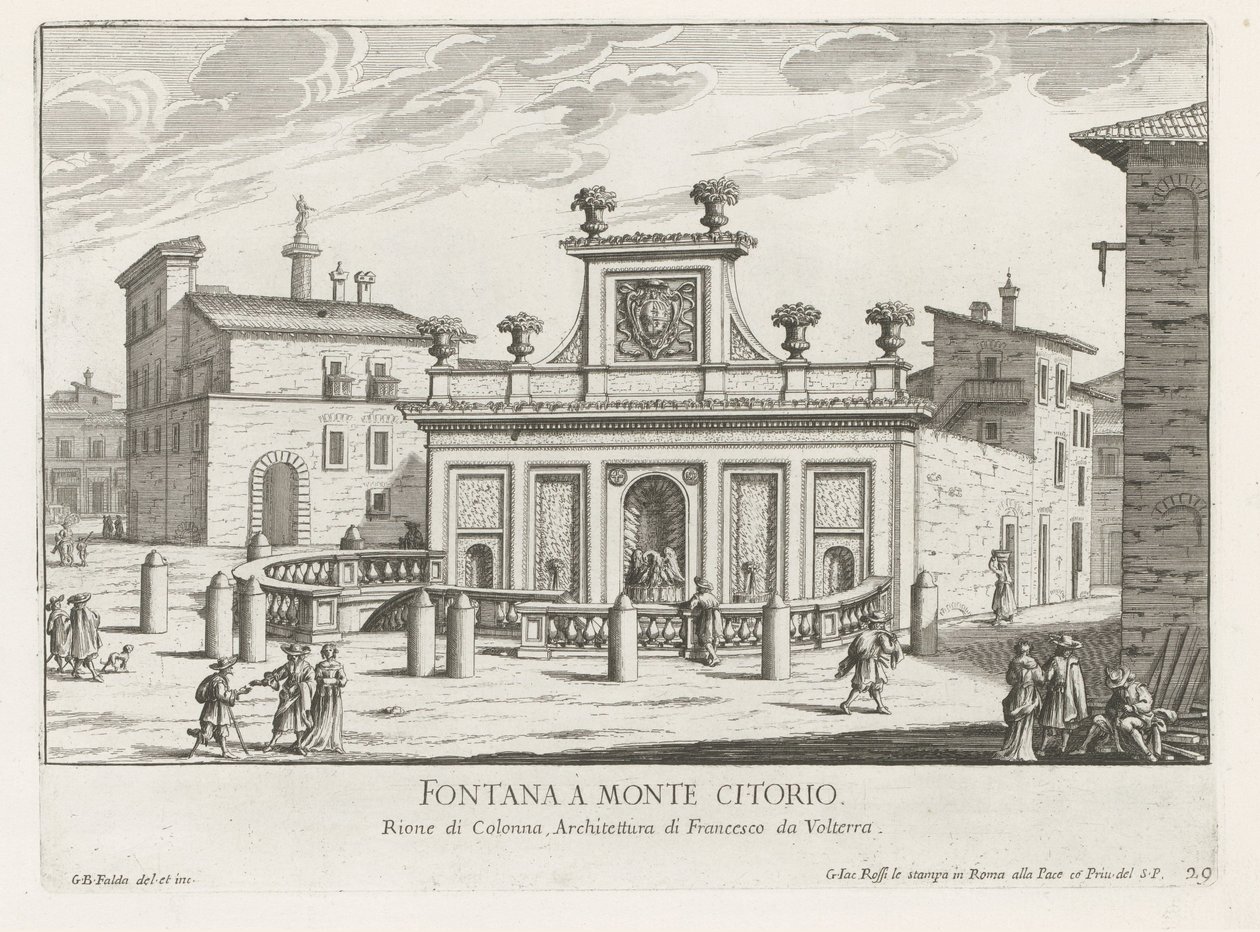 Fontein op Piazza Montecitorio te Rome Fontana a Monte Citorio (العنوان على الكائن) Fontane di Roma (عنوان المسلسل) فونتينين فان روما (عنوان المسلسل) بواسطة جيوفاني باتيستا فالدا