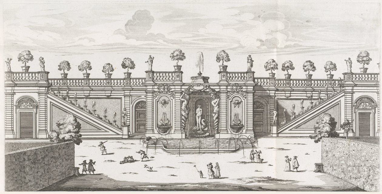 نافورة فينوس في حدائق فيلا دوريا بامفيلج في روما Fons Veneris (العنوان على الكائن) Le Fontane ne Palazzi e ne giardini di Roma (عنوان المسلسل) نوافير في قصور وحدائق روما (عنوان السلسلة) بواسطة جيوفاني باتيستا فالدا