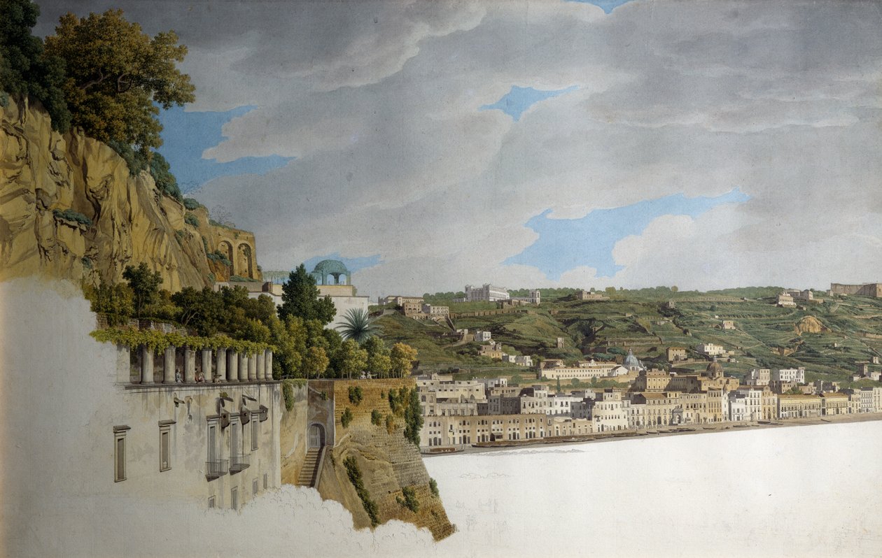 View of Naples from Posillipo (watercolour) بواسطة جيوفاني باتيستا لوسيري