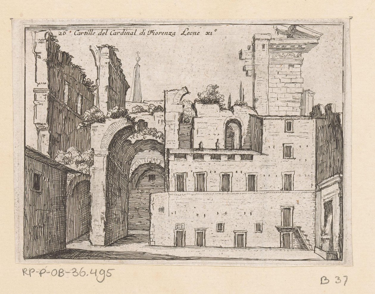 رستن فان هيت سيرابيوم تي روما كارتيل كاردينال فيورنزا ليو الحادي عشر (العنوان على الكائن) Gezichten op Rome (عنوان المسلسل) بعض وجهات النظر ووجهات النظر للأماكن غير المأهولة في روما (عنوان السلسلة) بواسطة جيوفاني باتيستا ميركاتي