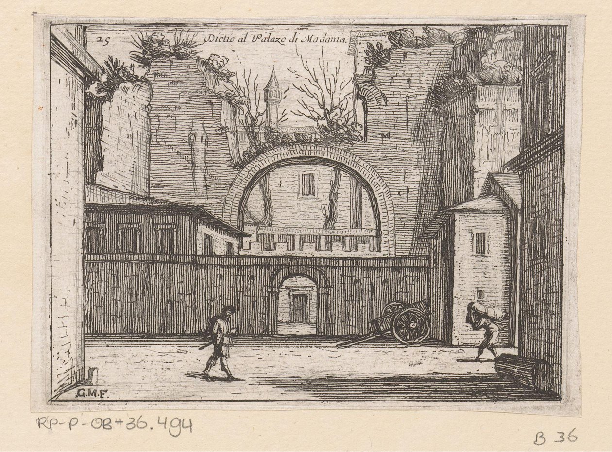 أطلال في روما Dictio al Palazzo di Madama (العنوان على الكائن) Gezichten op Rome (عنوان المسلسل) بعض وجهات النظر ووجهات النظر للأماكن غير المأهولة في روما (عنوان السلسلة) بواسطة جيوفاني باتيستا ميركاتي