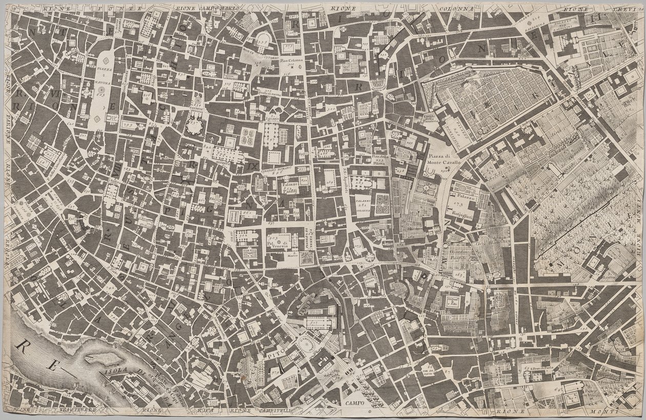 تم الكشف عن خطة جديدة لروما من قبل جيامباتيستا نولي في العام MDCCXLVII ، المعروف باسم La Pianta Grande di Roma بواسطة جيوفاني باتيستا نولي