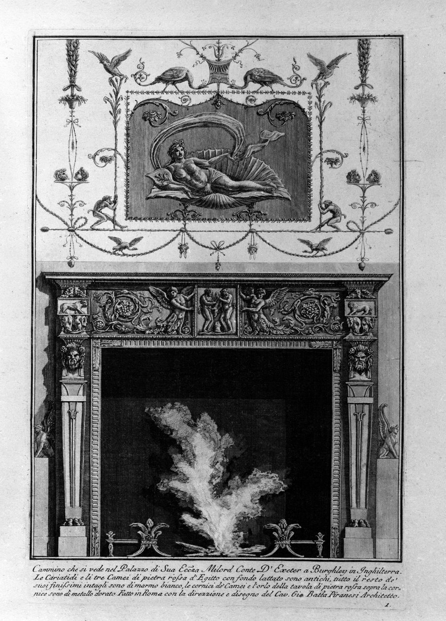 مشروع مدخنة لمنزل D'Exeter House في بورغلي. رسم جيوفاني بيرانيزي (المعروف باسم Piranese) (1720-1778). بواسطة جيوفاني باتيستا بيرانيسي