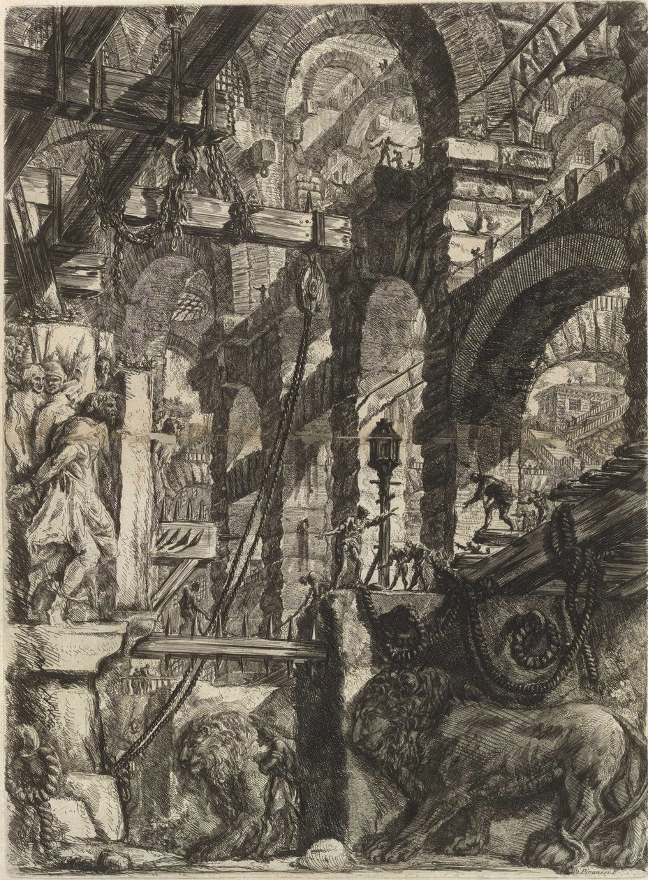من سلسلة السجون الخيالية (سجون الاختراع) لبيرانيزي ، جيوفاني باتيستا (1720-1778). نقش على النحاس ، كاليفورنيا 1761 ، مجموعة خاصة بواسطة جيوفاني باتيستا بيرانيسي