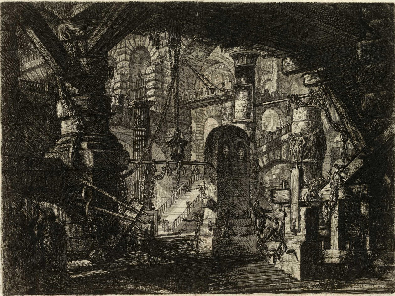 من سلسلة السجون الخيالية (سجون الاختراع) لبيرانيزي ، جيوفاني باتيستا (1720-1778). نقش على النحاس ، كاليفورنيا 1761 ، مجموعة خاصة بواسطة جيوفاني باتيستا بيرانيسي