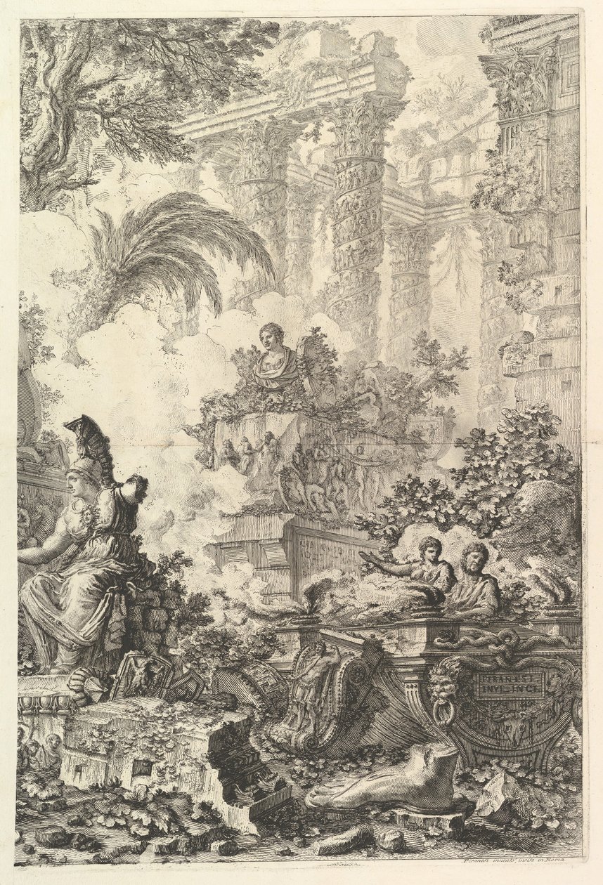 صورة للواجهة ، مع تمثال منيرفا ، كاليفورنيا. 1748. بواسطة جيوفاني باتيستا بيرانيسي