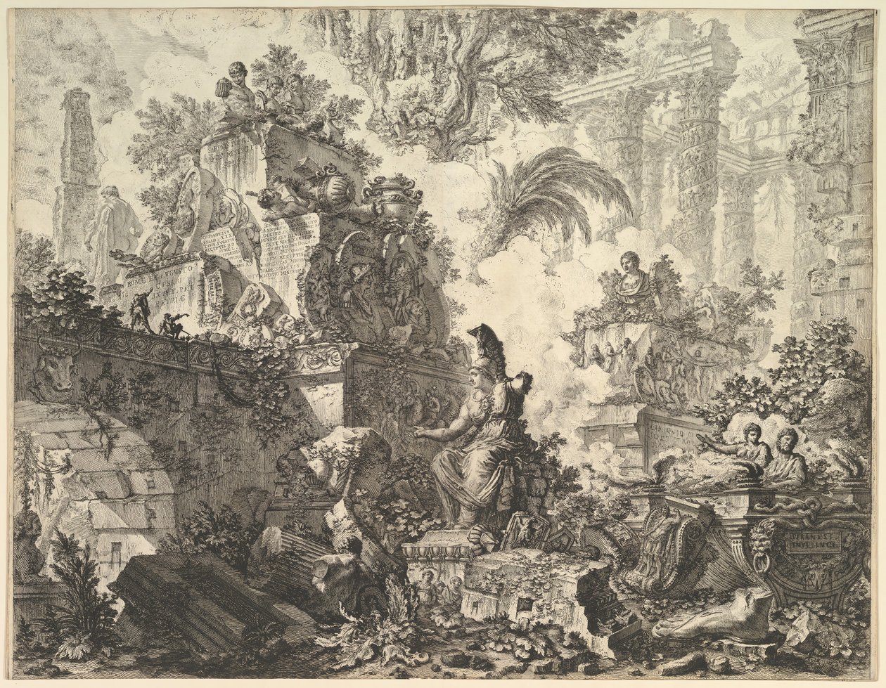 صورة للواجهة ، مع تمثال منيرفا ، كاليفورنيا. 1748. بواسطة جيوفاني باتيستا بيرانيسي