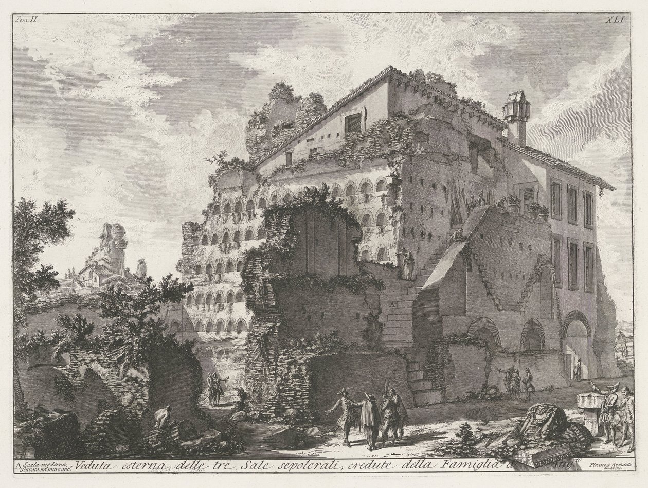 Graftombe van familie van Keizer Augustus منظر خارجي لغرف القبر الثلاثة ، التي يُعتقد أنها تنتمي إلى عائلة أغسطس (العنوان على الكائن) Archeologische vondsten in en rond Rome (عنوان السلسلة) الآثار الرومانية (عنوان السلسلة) بواسطة جيوفاني باتيستا بيرانيسي
