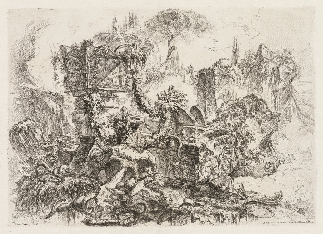 Groteschi: أطلال مع الثعابين ، كاليفورنيا. 1745-50. بواسطة جيوفاني باتيستا بيرانيسي