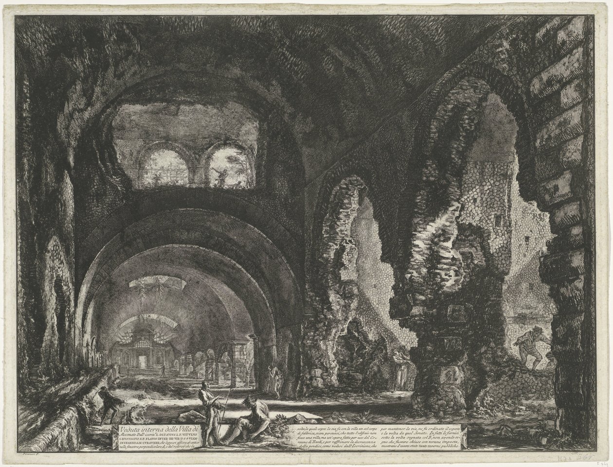 Interieur van de Tempel van Hercules Victor te Tivoli منظر داخلي لـ Villa di Mecenate (العنوان على الكائن) Gezichten op Rome (عنوان المسلسل) مناظر لروما رسمها ونقشها المهندس المعماري جيامباتيستا بيرانيزي Ve (nez) iano (عنوان السلسلة) بواسطة جيوفاني باتيستا بيرانيسي