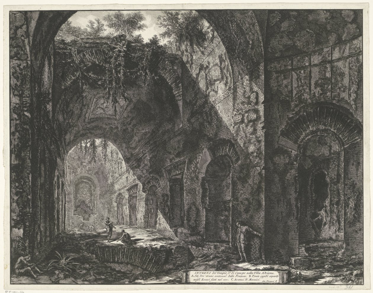 Interieur van de Tempel van de god Canopus in de Villa Adriana te Tivoli داخل معبد كانوب في فيلا أدريانا (العنوان على الكائن) Gezichten op Rome (عنوان المسلسل) مناظر لروما رسمها ونقشها المهندس المعماري Giambattista Piranesi Ve (ne بواسطة جيوفاني باتيستا بيرانيسي