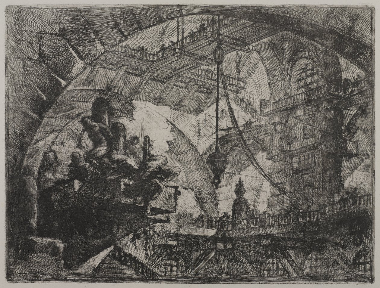 Invenzioni Capric di Carceri ؛ Hind 13، First State of Three، c.1749 (النقش على ورق مسدود) بواسطة جيوفاني باتيستا بيرانيسي