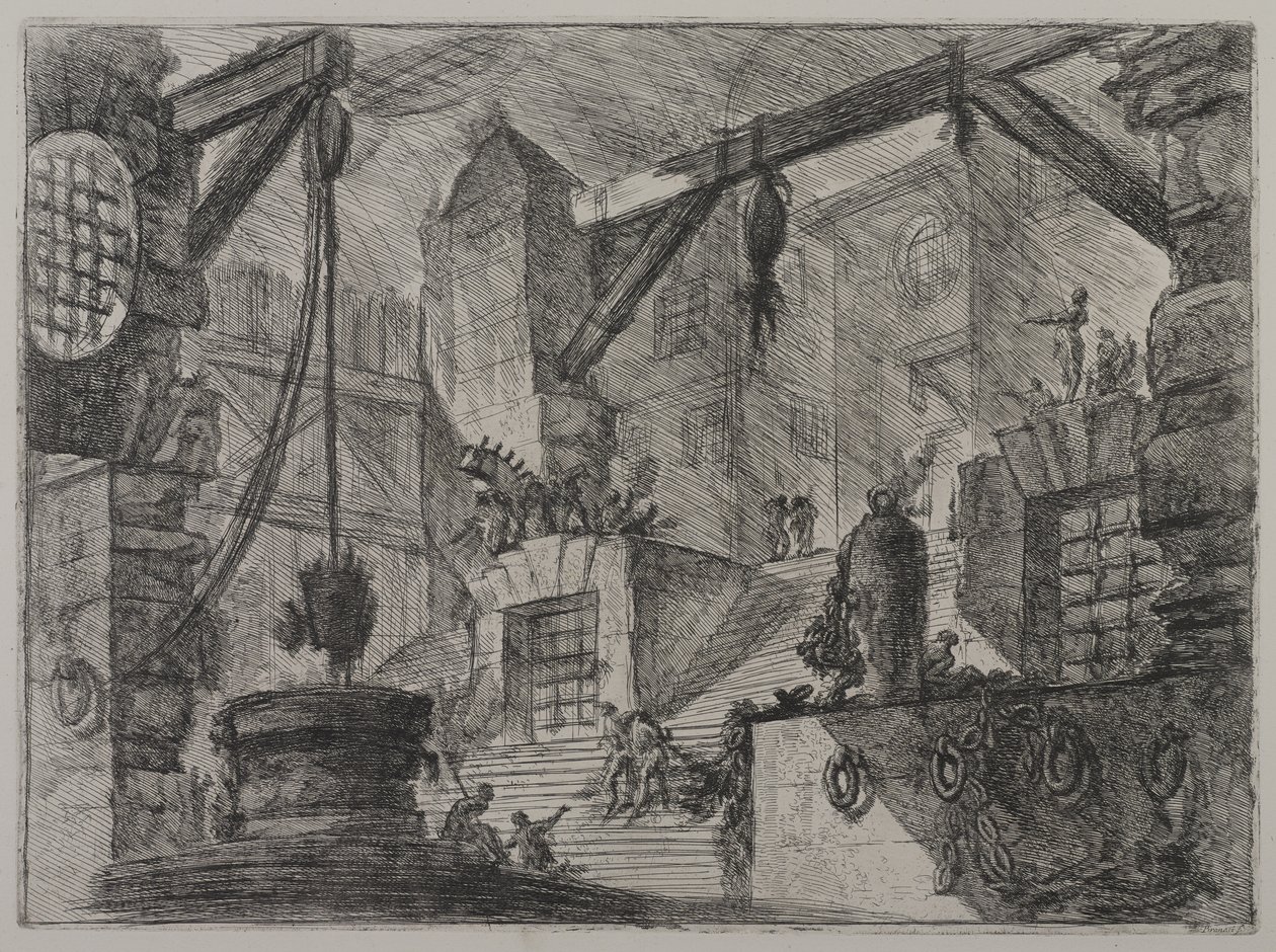 Invenzioni Capric di Carceri ؛ Hind 13، First State of Three، c.1749 (النقش على ورق مسدود) بواسطة جيوفاني باتيستا بيرانيسي