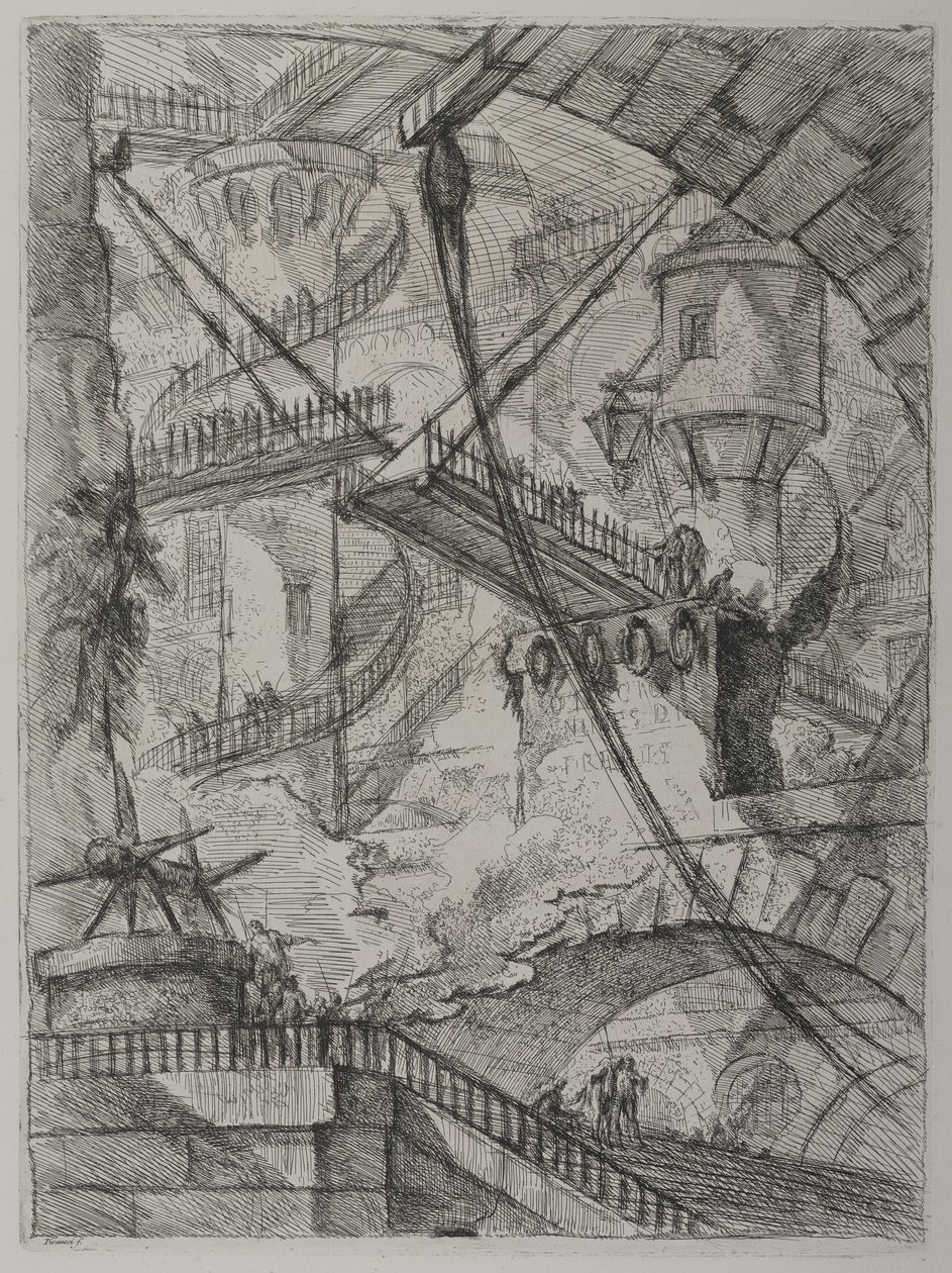 Invenzioni Capric di Carceri ؛ هند 7 ، الدولة الأولى من ثلاثة ، ج. 1749 (النقش على ورق مسدود) بواسطة جيوفاني باتيستا بيرانيسي
