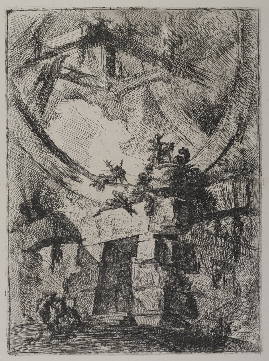 Invenzioni Capric di Carceri، Hind 9، First State of Three، c.1749 (نقش على ورق منضد) بواسطة جيوفاني باتيستا بيرانيسي