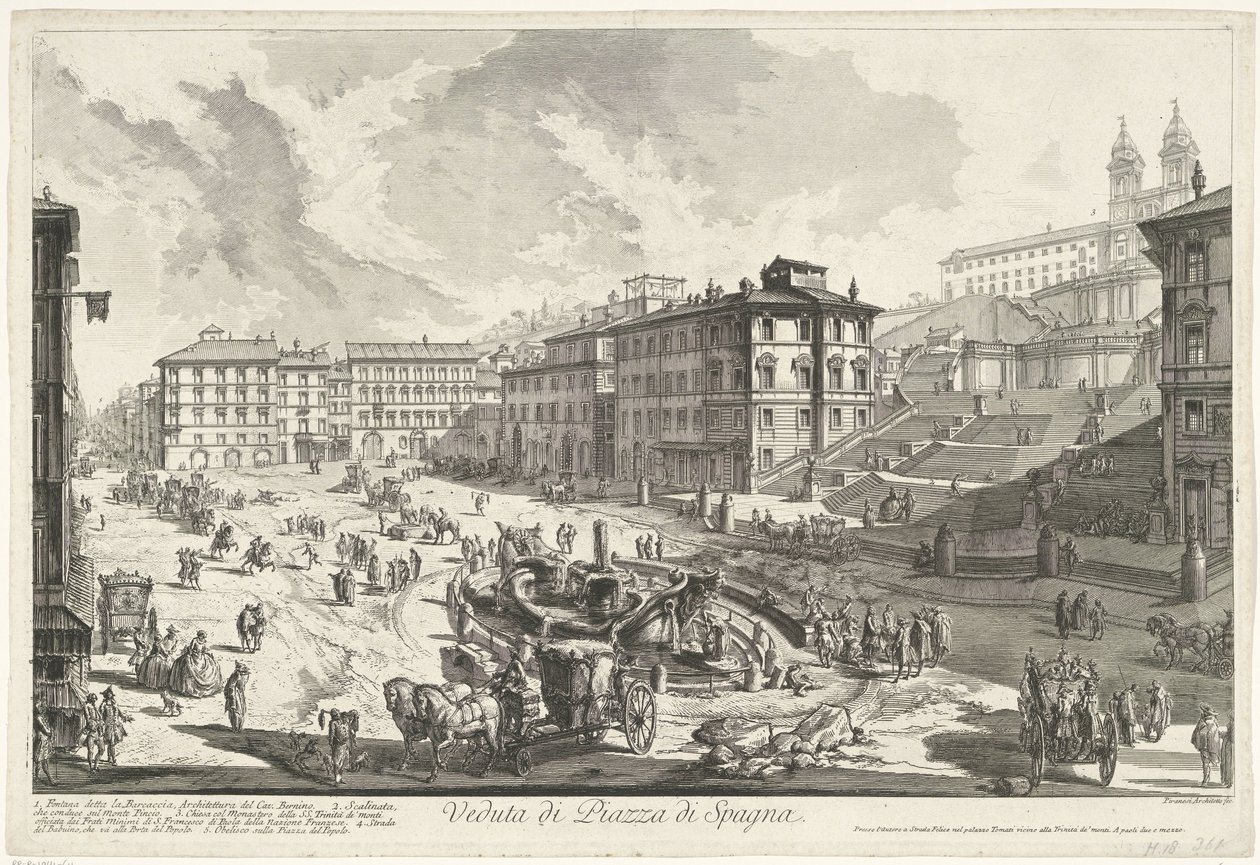 الخطوات الاسبانية في روما منظر للخطوات الإسبانية (العنوان على الكائن) Gezichten op Rome (عنوان المسلسل) مناظر لروما رسمها ونقشها المهندس المعماري جيامباتيستا بيرانيزي Ve (nez) iano (عنوان السلسلة) بواسطة جيوفاني باتيستا بيرانيسي