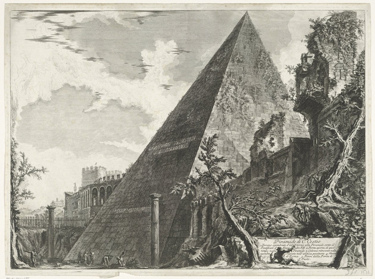 هرم سيستيوس تي روما هرم سيستيوس (العنوان على الكائن) Gezichten op Rome (عنوان المسلسل) مناظر لروما رسمها ونقشها المهندس المعماري جيامباتيستا بيرانيزي Ve (nez) iano (عنوان السلسلة) بواسطة جيوفاني باتيستا بيرانيسي