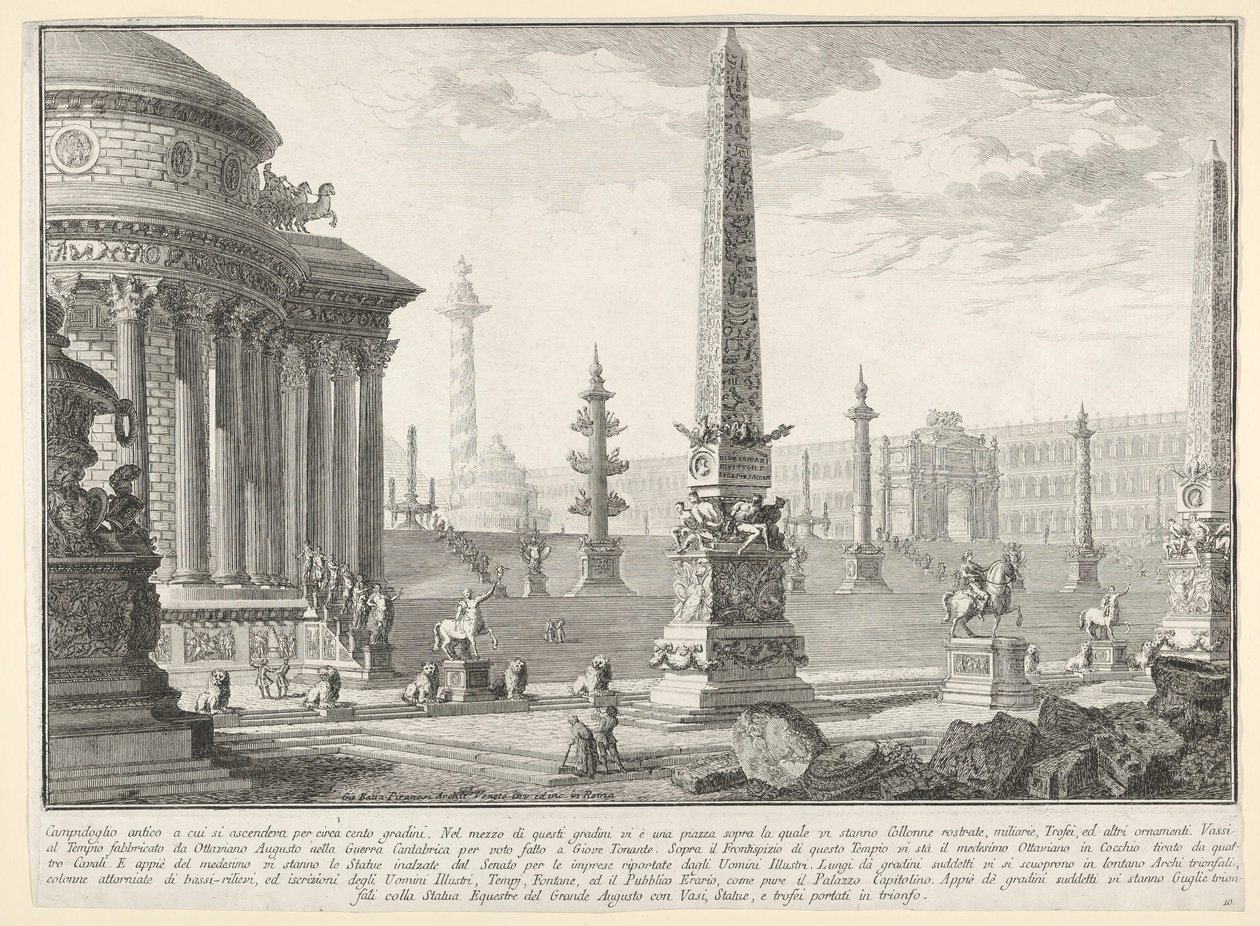 اللوحة 10: صعد الكابيتول القديم بنحو مائة خطوة [...] كامبيدو ... ، 1743. بواسطة جيوفاني باتيستا بيرانيسي