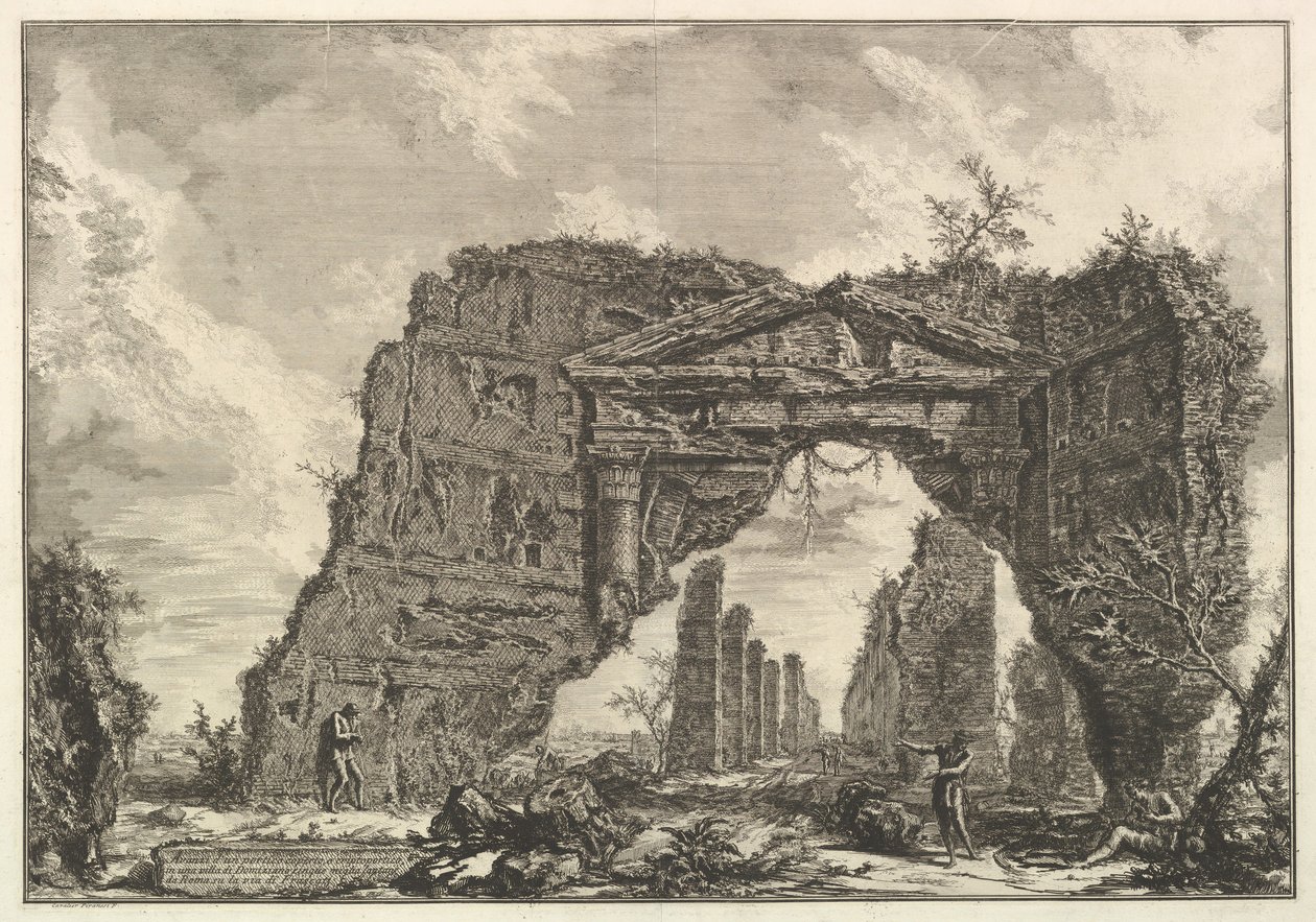 بقايا رواق مغطى ، أو cryptoportiucus ، في فيلا دوميتيان ، خمسة أميال ... ، كاليفورنيا. 1766. بواسطة جيوفاني باتيستا بيرانيسي