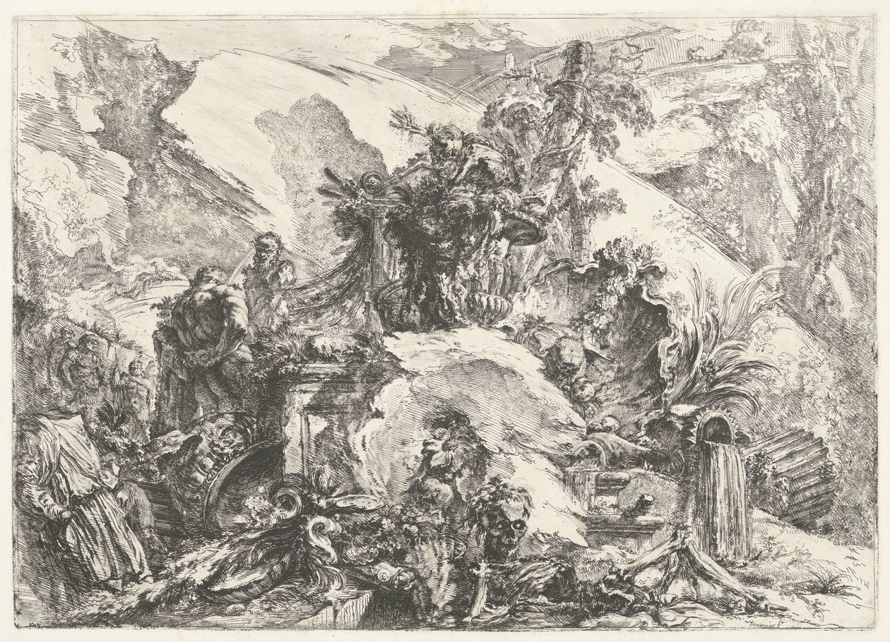 الهياكل العظمية والمنحوتات Capricci Decorativi (عنوان المسلسل السابق) Grotteschi (عنوان المسلسل) بواسطة جيوفاني باتيستا بيرانيسي