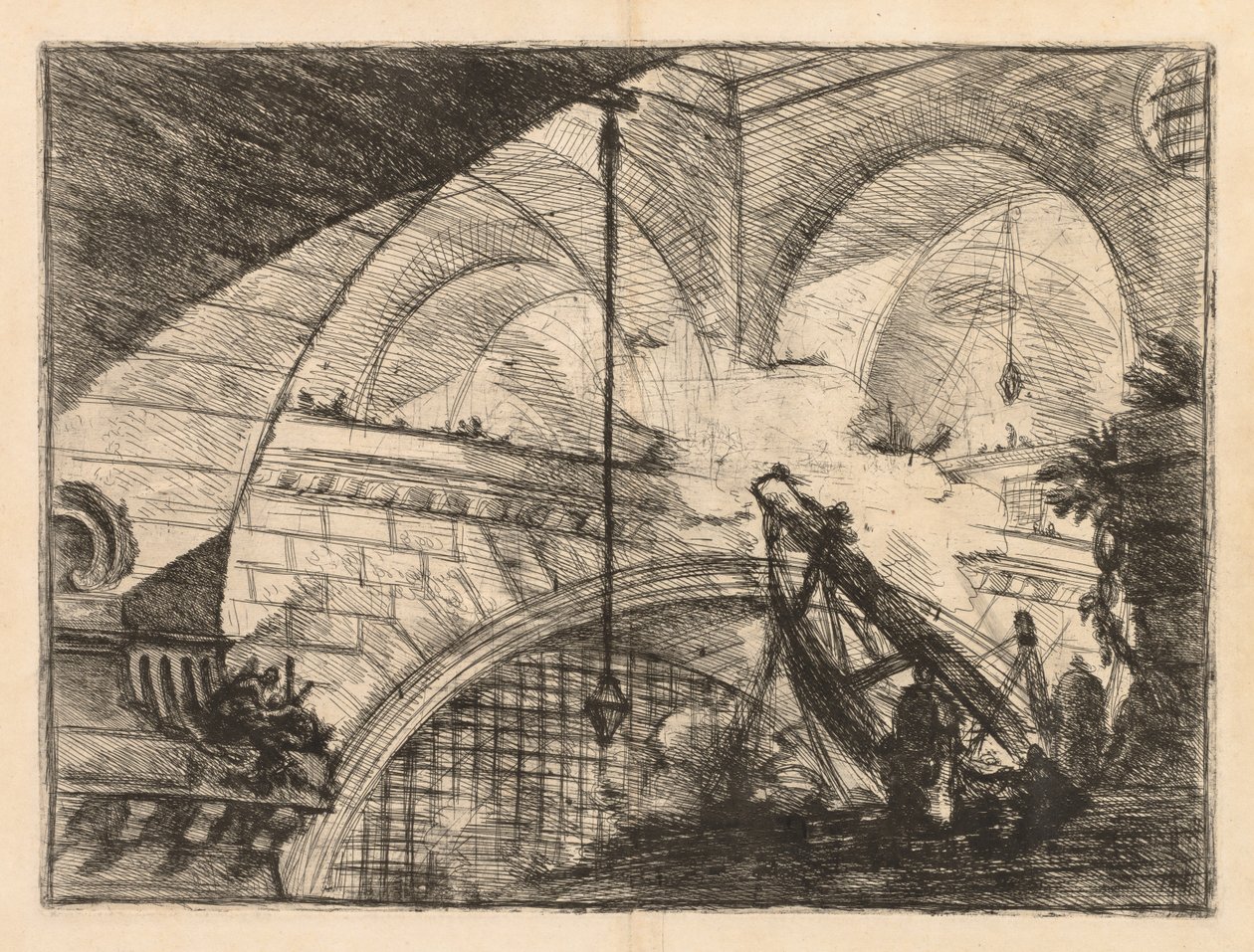 السجون: سلسلة من صالات العرض مع تركيب الحزم التي تشبه الرافعة ، 1745-1750. بواسطة جيوفاني باتيستا بيرانيسي