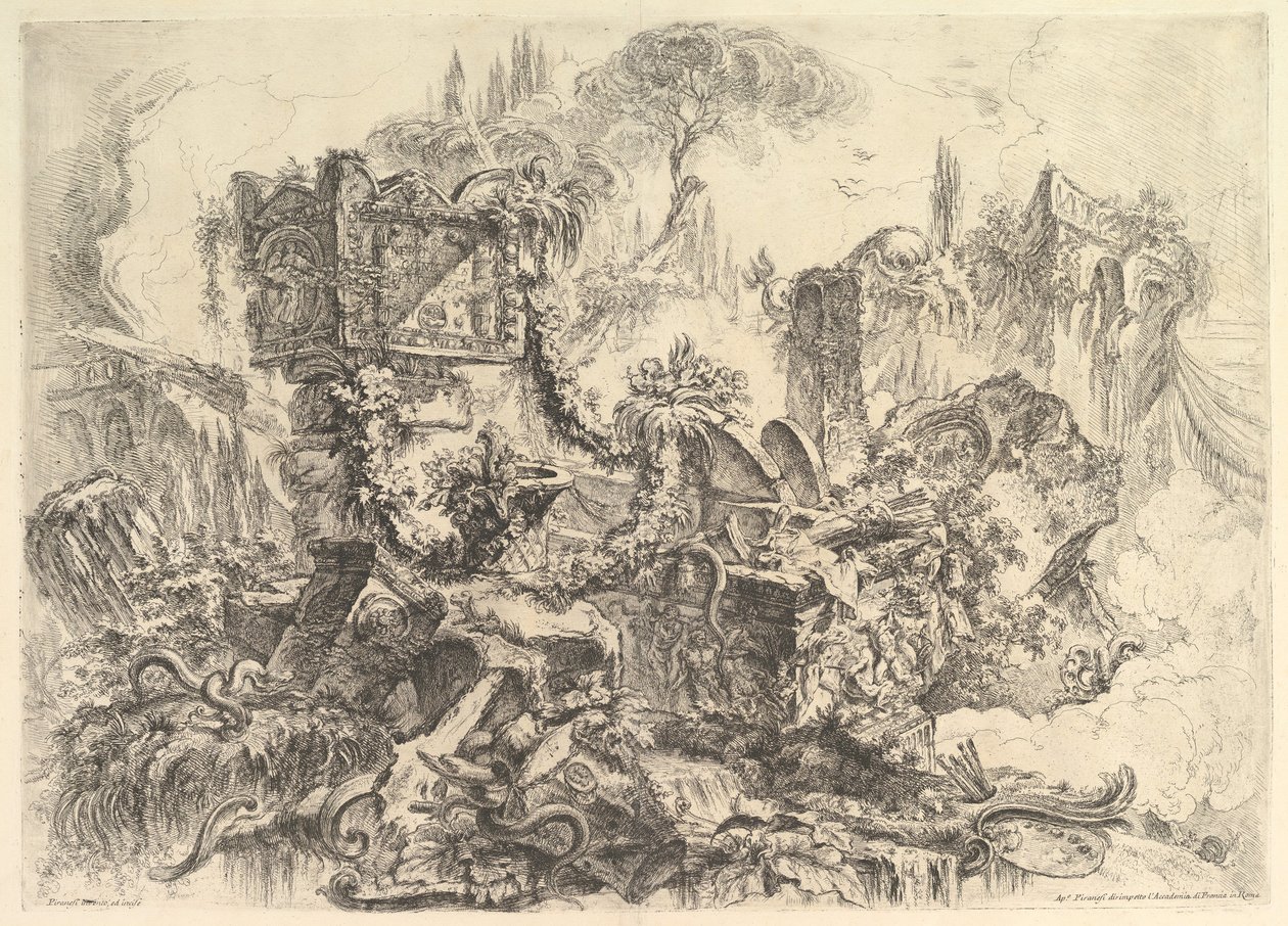 قبر نيرو ، من Grotteschi Grotesques ، كاليفورنيا. 1748. بواسطة جيوفاني باتيستا بيرانيسي