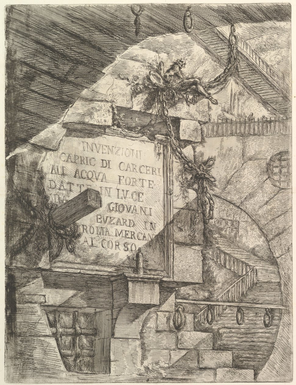 صفحة العنوان ، من Carceri dinvenzione Imaginary Prison، ca. 1749-50. بواسطة جيوفاني باتيستا بيرانيسي