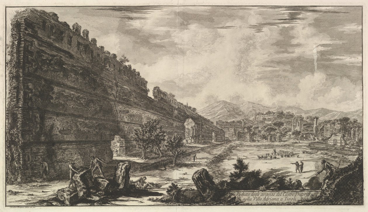 منظر لبقايا كاسترو بريتوريو في فيلا أدريانا في تيفولي منظر للبقايا ... ، 1770. بواسطة جيوفاني باتيستا بيرانيسي